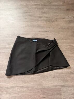 Mugler x H&M Black Wrap Mini Skirt with Buckle Accent